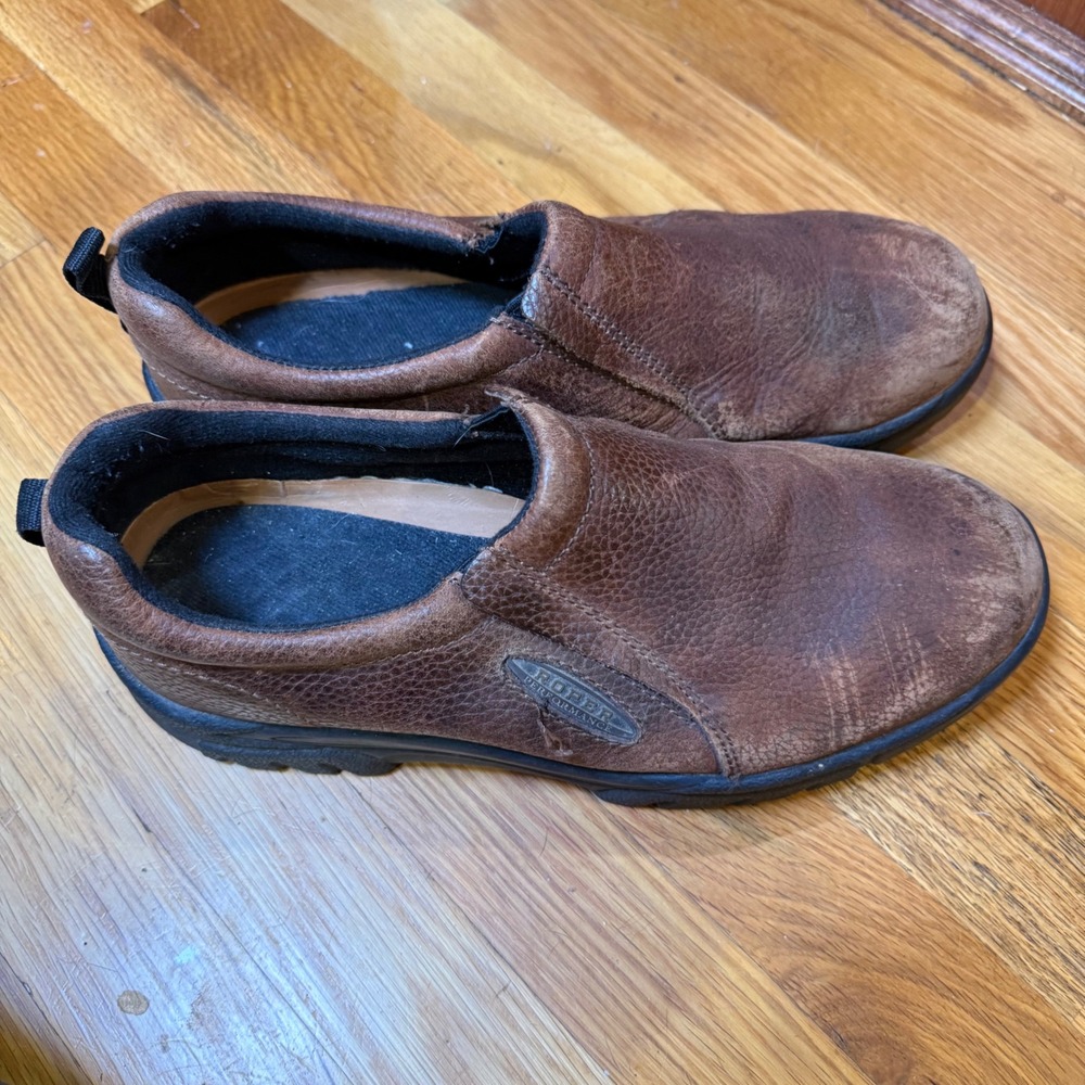 Roper Performance Mens Brown Leather Slip On Shoes Loafers Size 11 A Round Toe